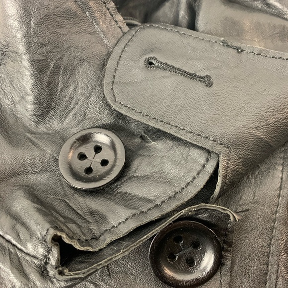 Women’sVintage Sonia & Kyo Black Leather Double-Breasted Jacket - Picture 11 of 11